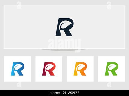 Eco logo design. Leaf logo design with R letter vector concept Stock Vector