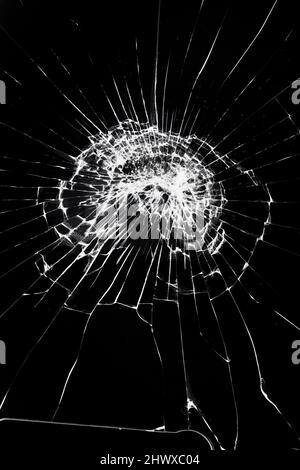 Texture of broken glass with cracks. Abstract cracked smartphone screen from shock Stock Photo