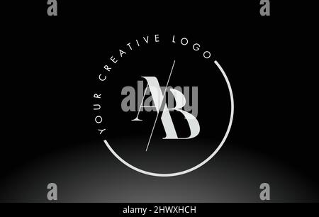 AB Letter Logo with Cutted and Intersected Design and Round Frame ...