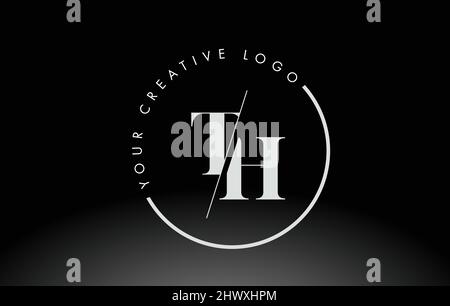 TH Letter Logo with Cutted and Intersected Design and Round Frame ...