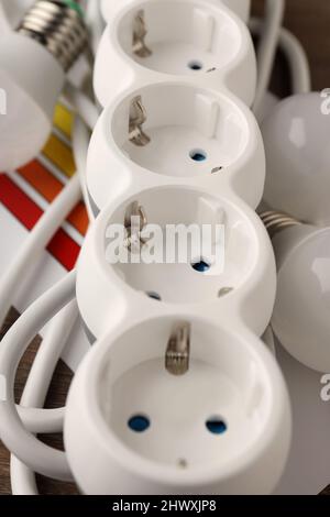 Concept of electrician or electrical tools, close up Stock Photo
