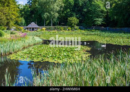 Ornamental pond in Hercules Garden in the grounds of Blair Castle near the village of Blair Atholl in Perthshire, Scotland, UK Stock Photo