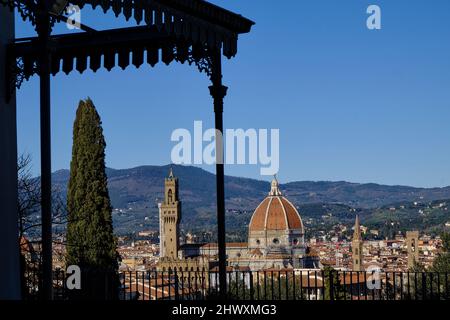 View of the Cathedral of Santa Maria del Fiore from Villa Bardini in Florence Italy Stock Photo