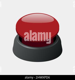 Red button, symbol for alert and power, control of nuclear warheads, vector illustration Stock Vector