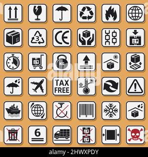 Set of packaging symbols Stock Vector