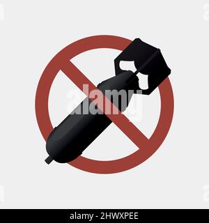 Stop bombing, no bomb sign, symbol against war, vector illustration Stock Vector