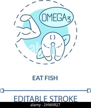 Eat fish turquoise concept icon Stock Vector