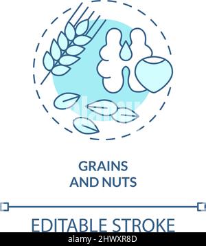 Grains and nuts turquoise concept icon Stock Vector
