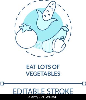 Eat lots of vegetables turquoise concept icon Stock Vector