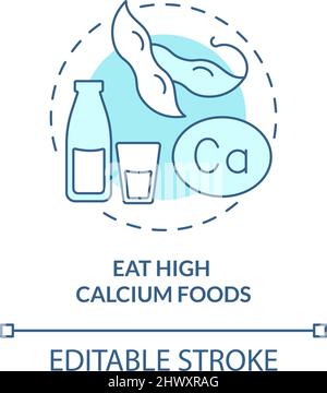 Eat high calcium foods turquoise concept icon Stock Vector
