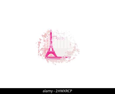 artistic floral banner - eiffel tower in paris Stock Vector