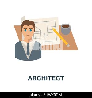 Architect flat icon. Colored element sign from creative professions collection. Flat Architect icon sign for web design, infographics and more. Stock Vector
