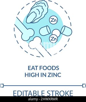 Eat foods high in zinc turquoise concept icon Stock Vector