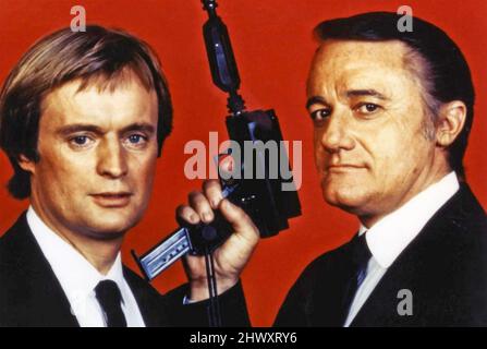 THE MAN FROM U.N.C.L.E.  MGM TV series 1964-68 with Robert Vaughn at right  and David McCallum Stock Photo