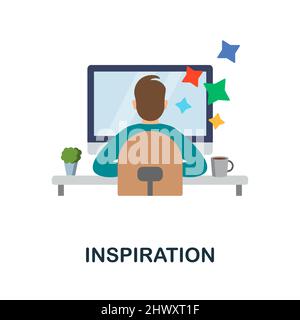 Inspiration flat icon. Colored element sign from creative professions collection. Flat Inspiration icon sign for web design, infographics and more. Stock Vector