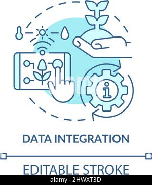 Data integration turquoise concept icon Stock Vector