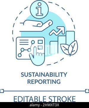 Sustainability reporting turquoise concept icon Stock Vector