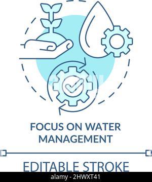 Focus on water management turquoise concept icon Stock Vector