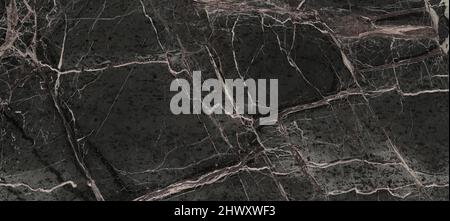 black marble background. black Portoro marbl wallpaper and counter tops. black marble floor and wall tile. black travertino marble texture. natural gr Stock Photo