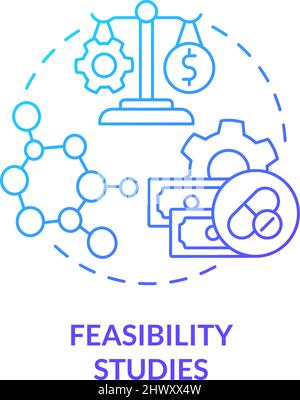 Feasibility studies blue gradient concept icon Stock Vector