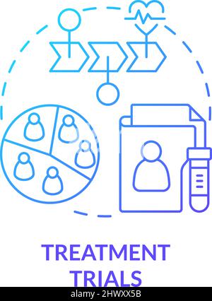Treatment trials blue gradient concept icon Stock Vector