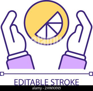 Citrus fruit in hands RGB color icon Stock Vector