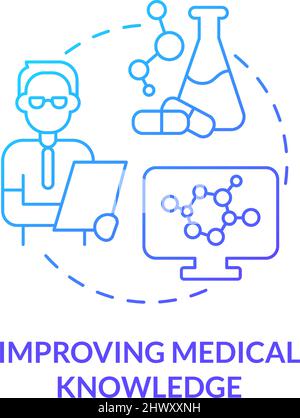 Improving medical knowledge blue gradient concept icon Stock Vector