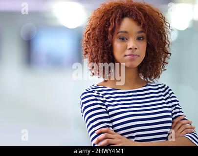 Confident Ill get where I want to be. Portrait of a confident young African American businesswoman. Stock Photo