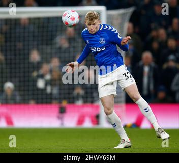 LONDON, England - MARCH 07: Everton's Jarrad Branthwaite during Premier League between Tottenham Hotspur and Everton at Tottenham Hotspur stadium , Lo Stock Photo