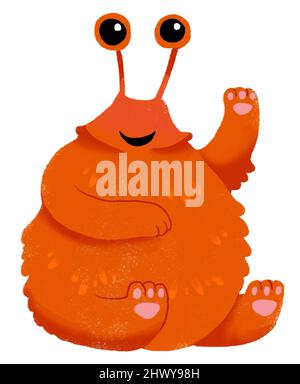 Cute cartoon red big monster. Funny character children illustration Stock Photo