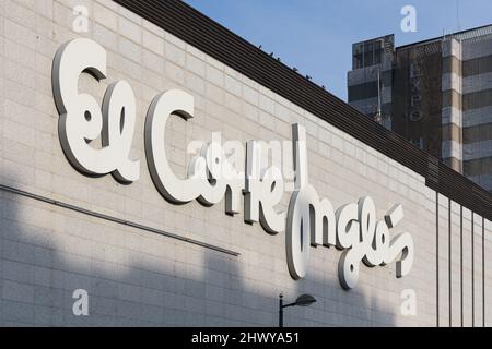 VALENCIA, SPAIN - MARCH 04, 2022: El Corte Ingles is a Spanish department store chain. It is one of the biggest groups in Europe Stock Photo