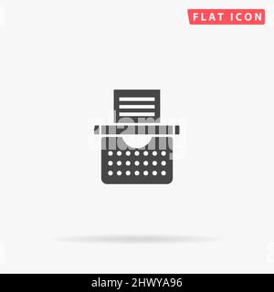 Typewriter flat vector icon. Hand drawn style design illustrations. Stock Vector