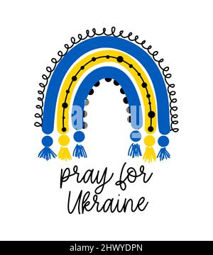 Pray for Ukraine - Russian and Ukrainian conflict. Stock Vector