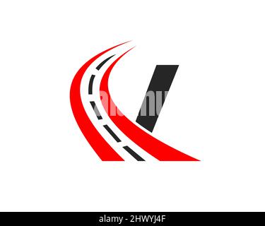 Transport Logo With V Letter Concept. V Letter Road Logo Design Template Stock Vector
