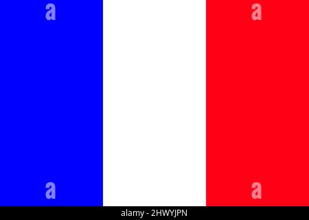 France flag. Illustration of the flag of France. Horizontal design. Illustration. Map. Stock Photo