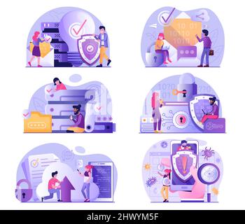 Cyber Security and Online Privacy Gradient Scenes Stock Vector