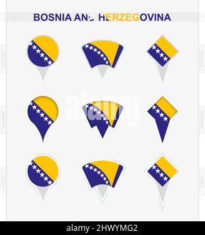 Bosnia and Herzegovina country flag pin map marker Stock Vector Image ...