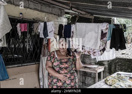 Crude oil, pollution, Ecuador, Texaco, Chevron, sick people, environment Stock Photo