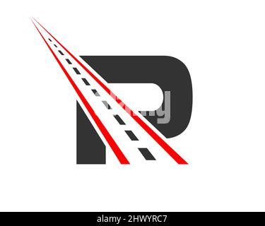 Transport Logo With P Letter Concept. P Letter Road Logo Design Template Stock Vector
