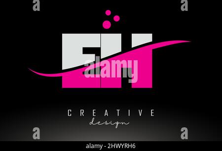 Creative white letter EH e h logo with leading lines and road concept ...
