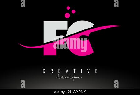 FC Letter Logo With Black and White Letters Negative Space Design Stock ...