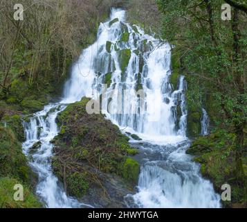 Waterfall in the valley of Araitz, Betelu, Navarre Stock Photo