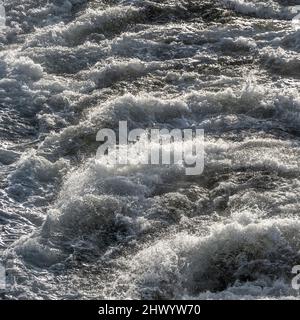 Wake of a wave at the stern of a BC Ferry boat from Nanaimo (Departure Bay) to Vancouver (Horseshoe Bay), Strait of Georgia, Bechin Hill, Vancouver Is Stock Photo