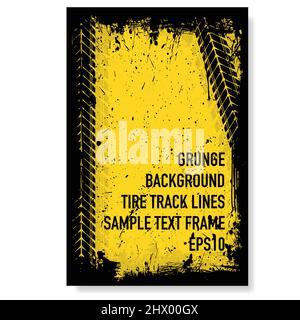 Grunge text tire tracks frame set Stock Vector