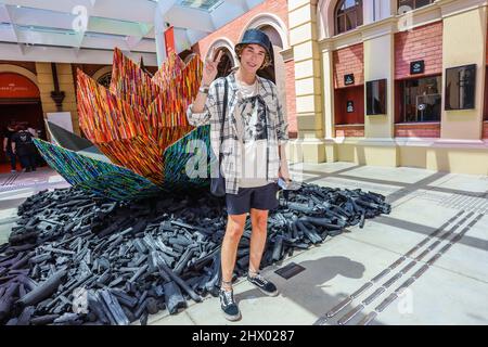 São Paulo, 8/03/2022, Erick Mafra during the opening of the exhibition The  most creative pencil in the world by Faber Castell at the Museum of the  Portuguese language in downtown São Paulo