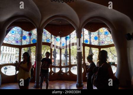 Mallorca, Spain, August 2017: main living room inside the Casa Batlló designed by designed by Antoni Gaudí