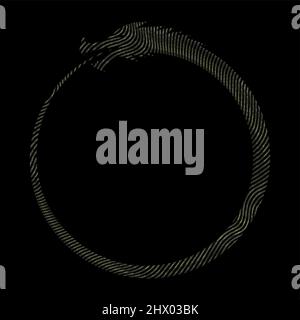 Dark gold / Bronze ouroboros infinity symbol on black background Stock Vector