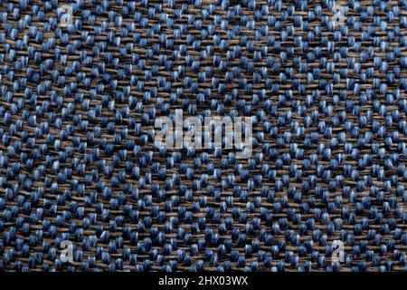 The texture of the blue ribbed fabric with a large knit. Thick material for carpet or furniture Stock Photo