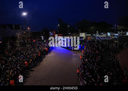 Liverpool, UK. 08th Mar, 2022. Inter Milan team coach arrives at Anfield Credit: News Images /Alamy Live News Stock Photo