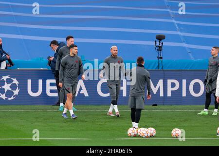 Madrid, Spanien. 08th Mar, 2022. Madrid Spain; 08.03.2022.- PSG trains at the Santiago Bernabéu stadium one day before their meeting with Real Madrid in the Champions League. Credit: Juan Carlos Rojas/dpa/Alamy Live News Stock Photo